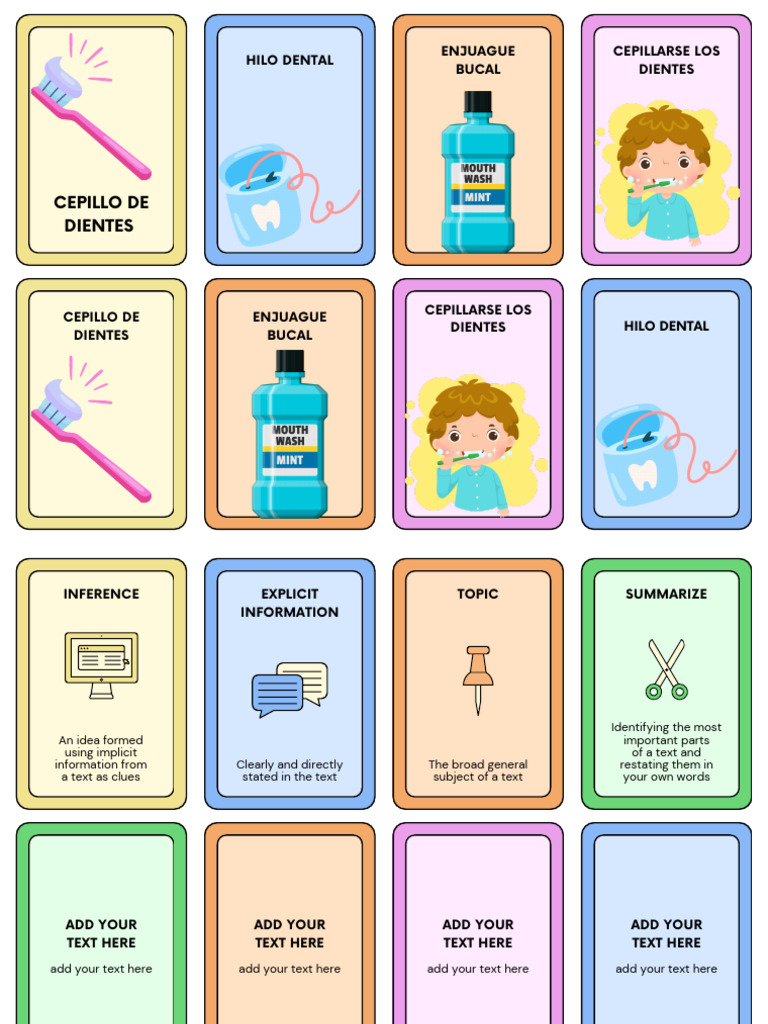 Vocabulary For Analyzing Informational Text Flashcard in Yellow Blue ...