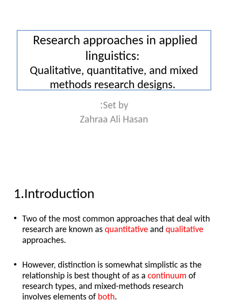 Research Approaches in Applied Linguistics | PDF
