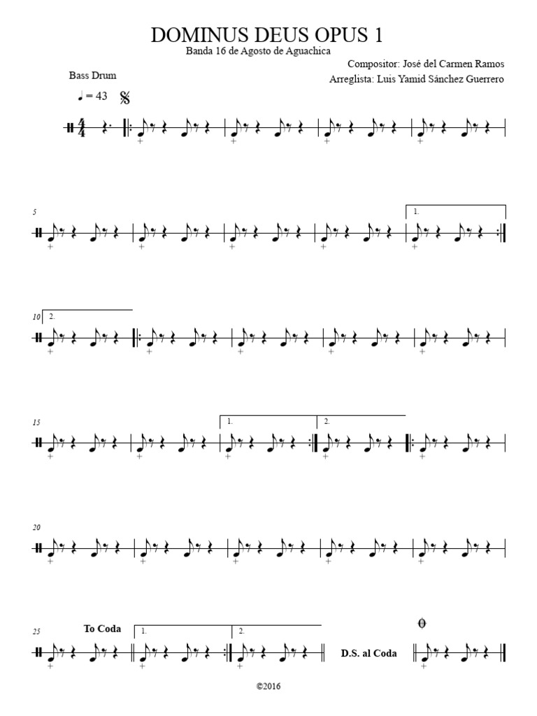 Dominus Deus Opus 1 - Bass Drum | PDF