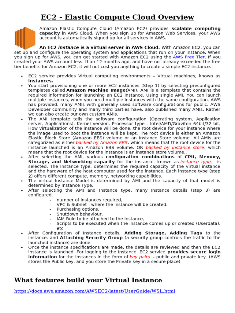 #AWS - Compute - EC2 Overview, Selection & Autoscaling | PDF