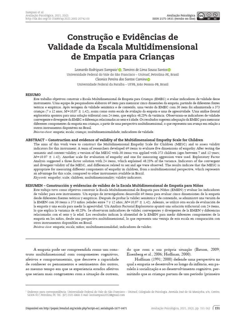 Construcao e Evidencias de Validade Da E | PDF