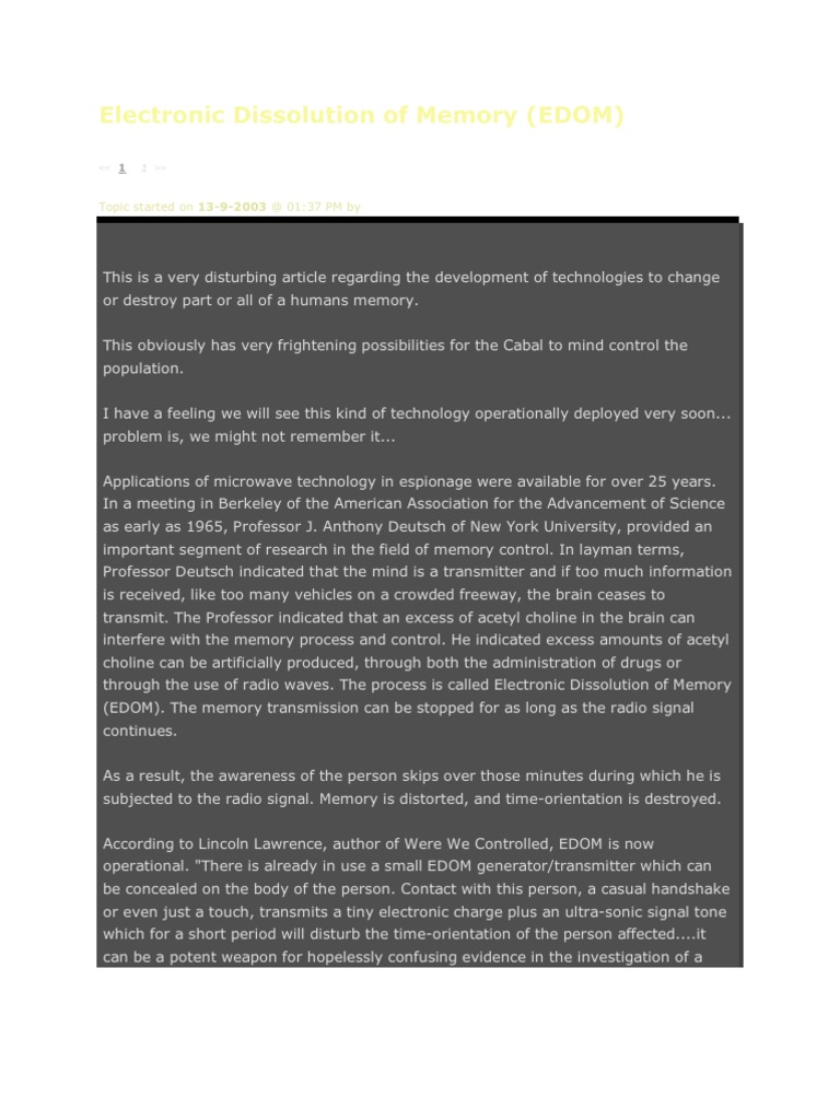 Electronic Dissolution of Memory | PDF