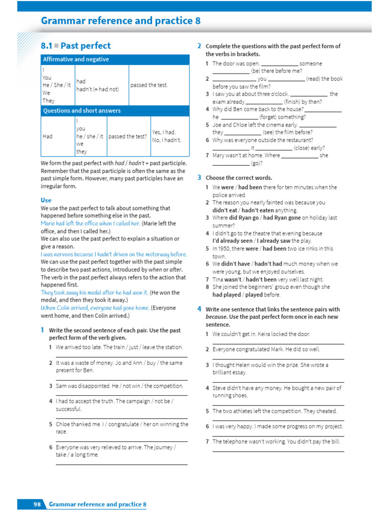 Past Perfect and Used To Guide | PDF | Linguistic Morphology | Language ...