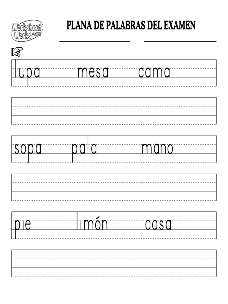 Worksheetworks plana de palabras del examen 5 pdf