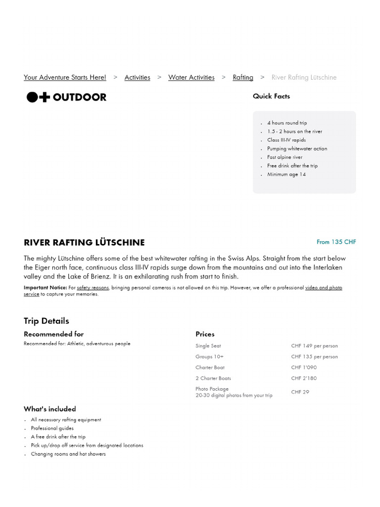 River Rafting Lütschine | PDF