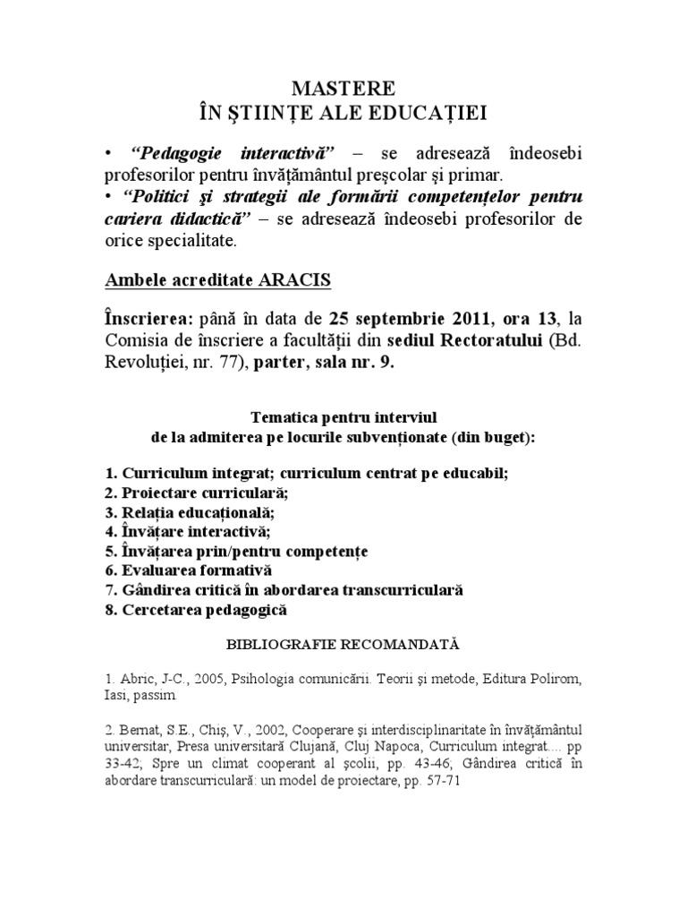 DPPD-Tematica Pentru Interviu | PDF