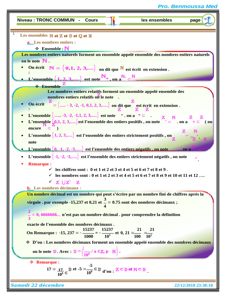 Ensembles de Nombres en Mathématiques | PDF | Nombre rationnel | Nombre ...