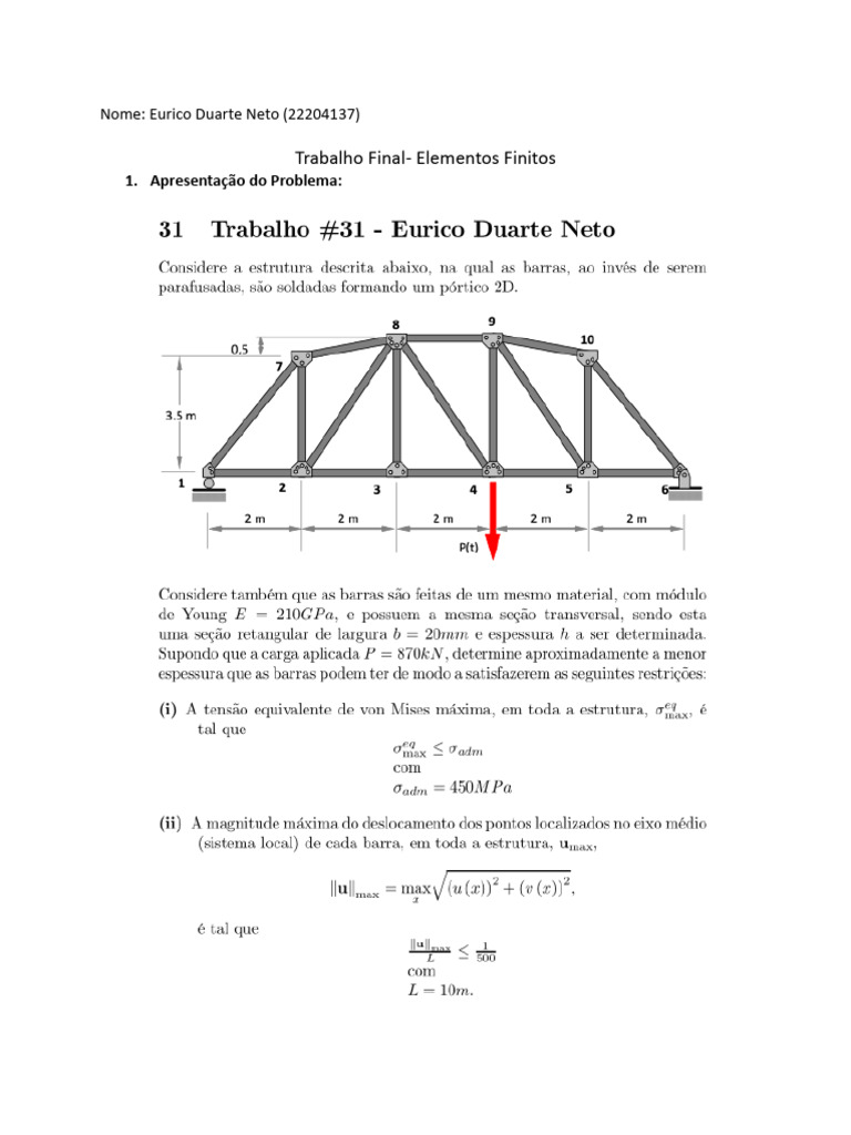 Trabalho FEM Eurico | PDF