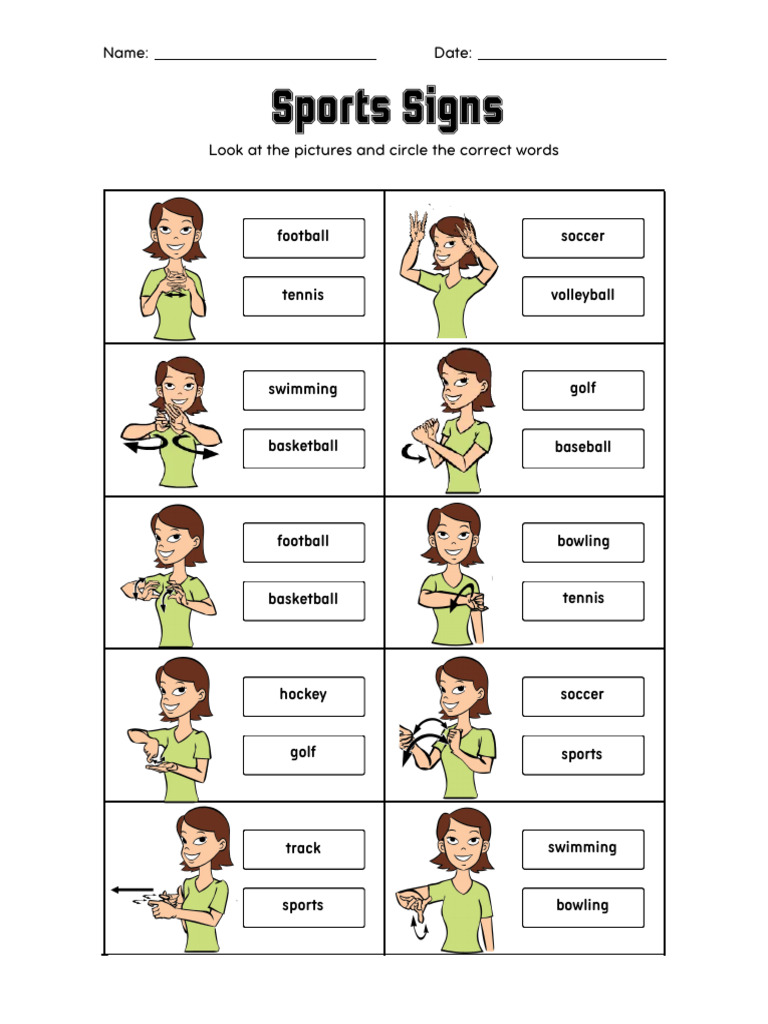 ASL Signs for Various Sports | PDF