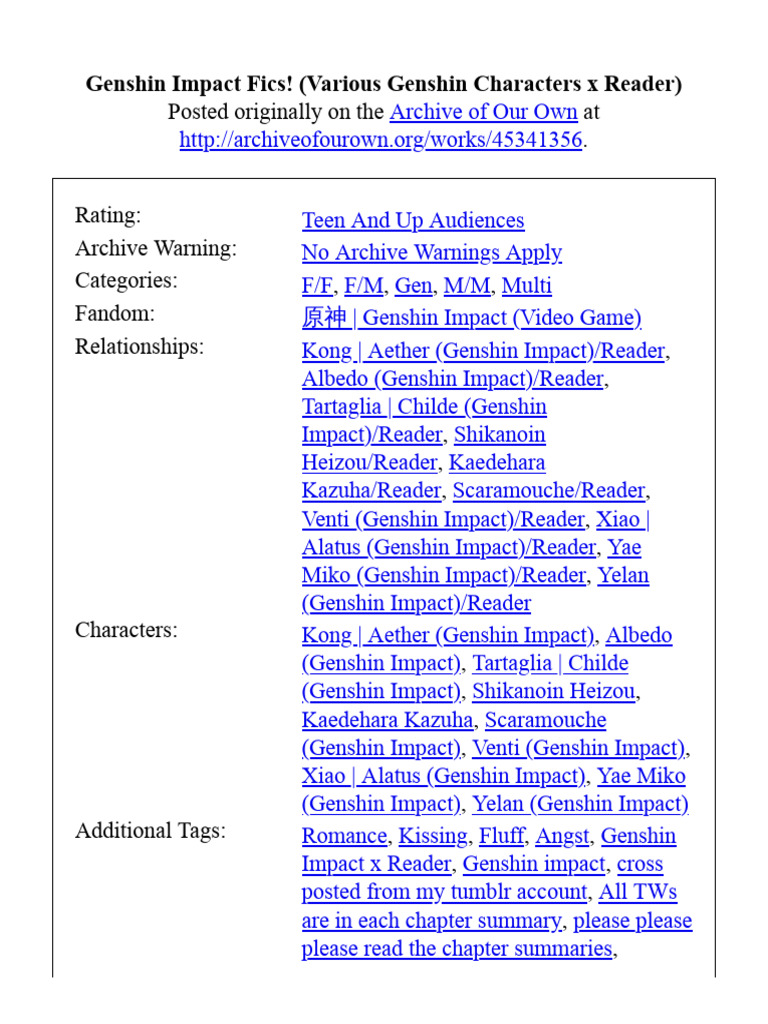 Genshin Impact Fics | PDF