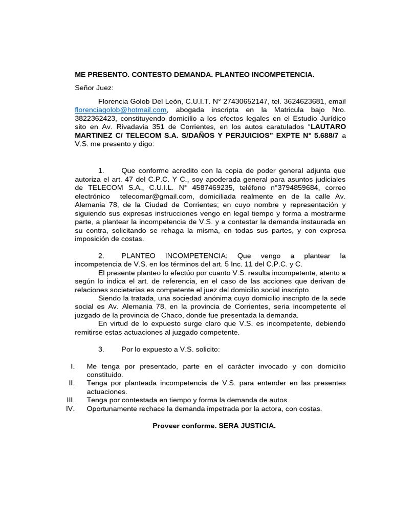 Declaración de Incompetencia | PDF
