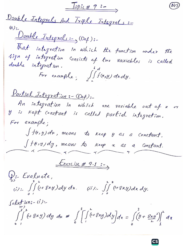 Topic 9 double integrals and triple integrals pdf