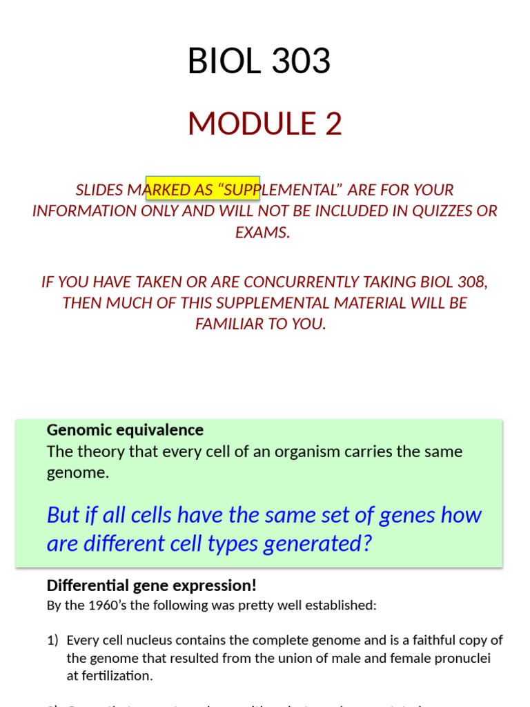 BIOL303 F2024 Lecture | PDF