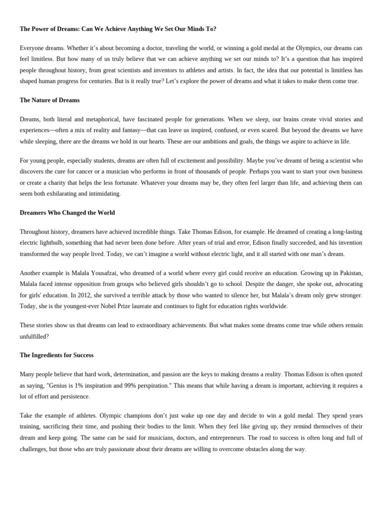The Power of Dreams | PDF