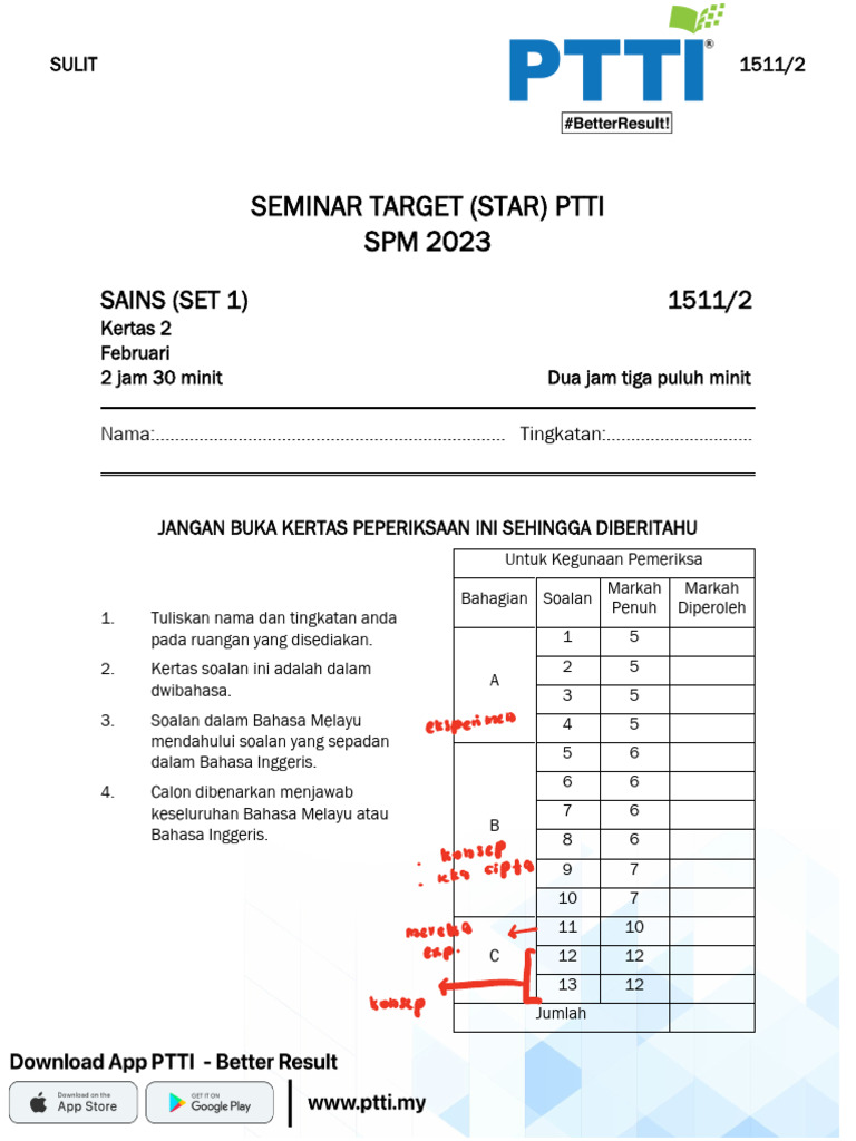 STAR SAINS PTTI K2 SET 1 AnB Only | PDF | Medical Specialties ...