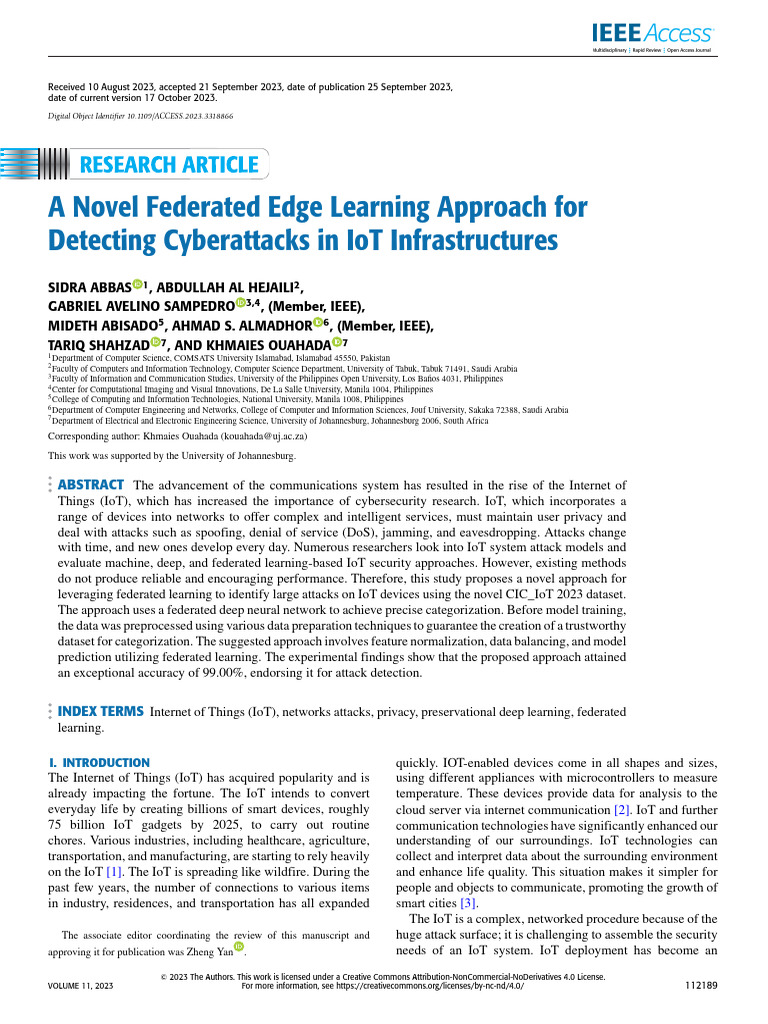 A Novel Federated Edge Learning Approach For Detecting Cyberattacks in ...