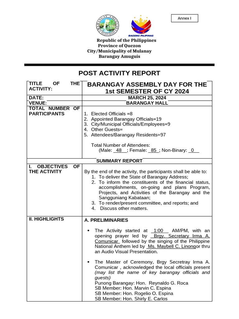 Assembly Post Activity Report | PDF