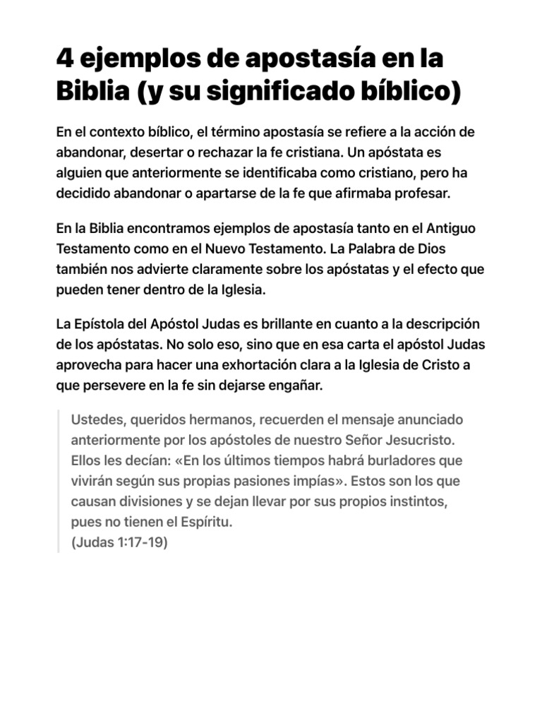 4 Ejemplos de Apostasía en La Biblia (Y Su Significado Bíblico ...