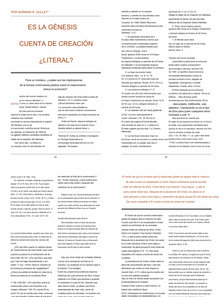 Genesis Relata La Creación Literal | PDF