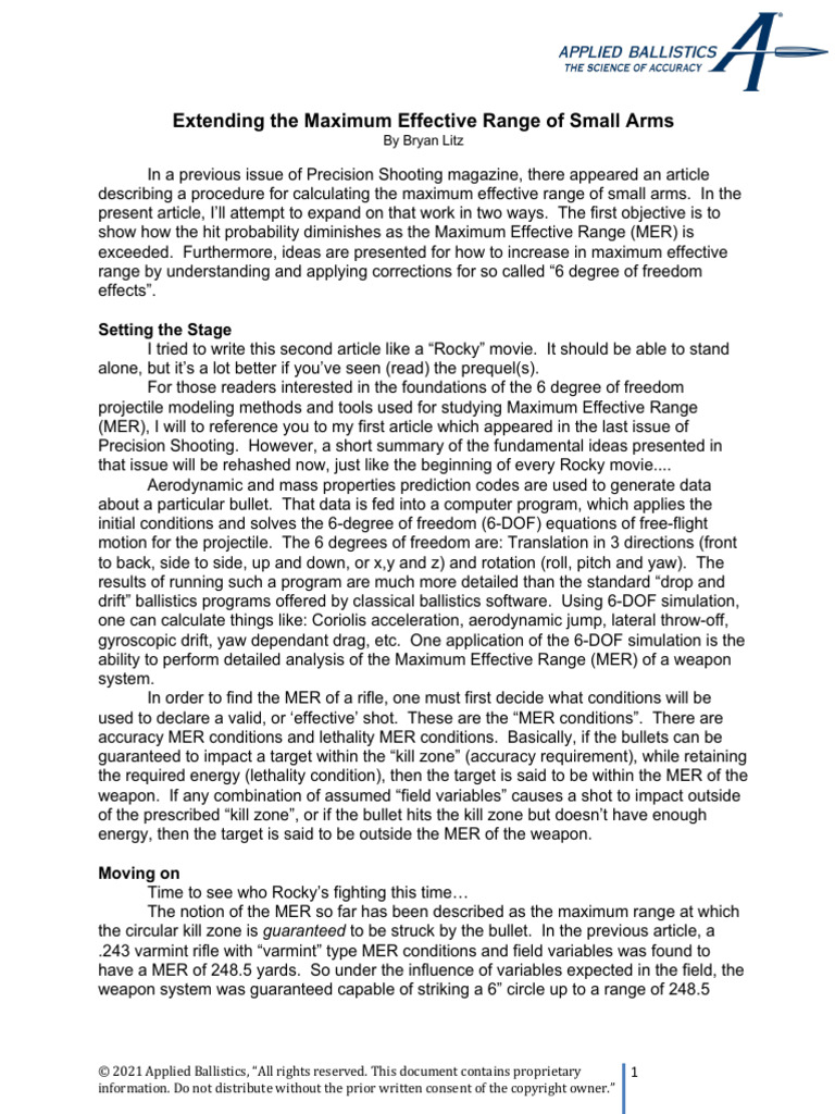 Extending The Maximum Effective Range of Small Arms | PDF