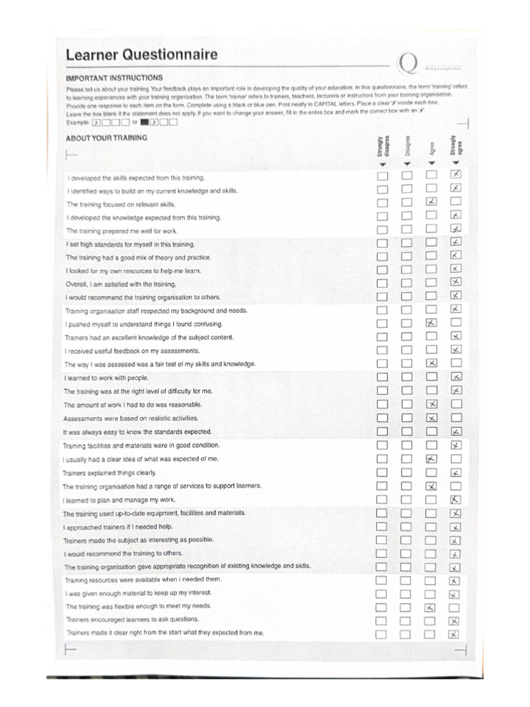Learner Questionnaire | PDF