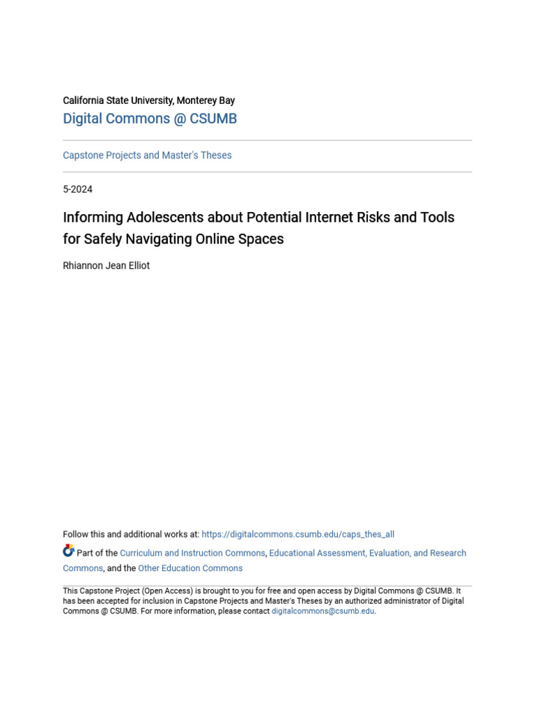 Informing Adolescents About Potential Internet Risks and Tools Fo | PDF