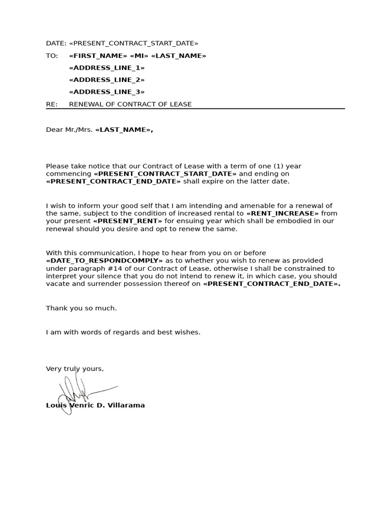 Contract Renewal Letter Blank Mail Merge Sample 24 25 | PDF