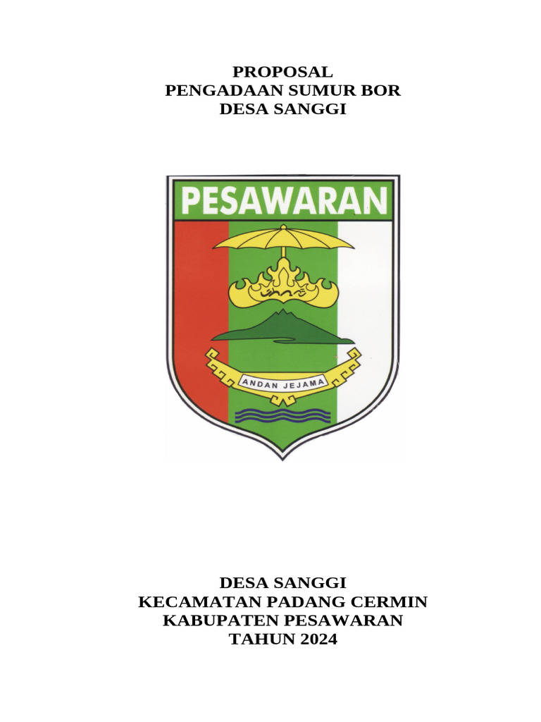 Proposal Sumur Bor Desa Sanggi Dusun 2 | PDF