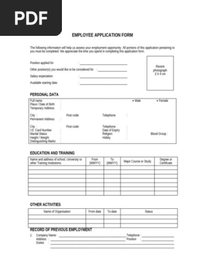 Employee Application