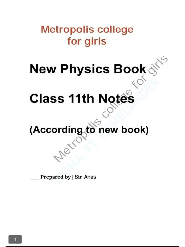 XI Physics Notes Chap 1 New Book | PDF
