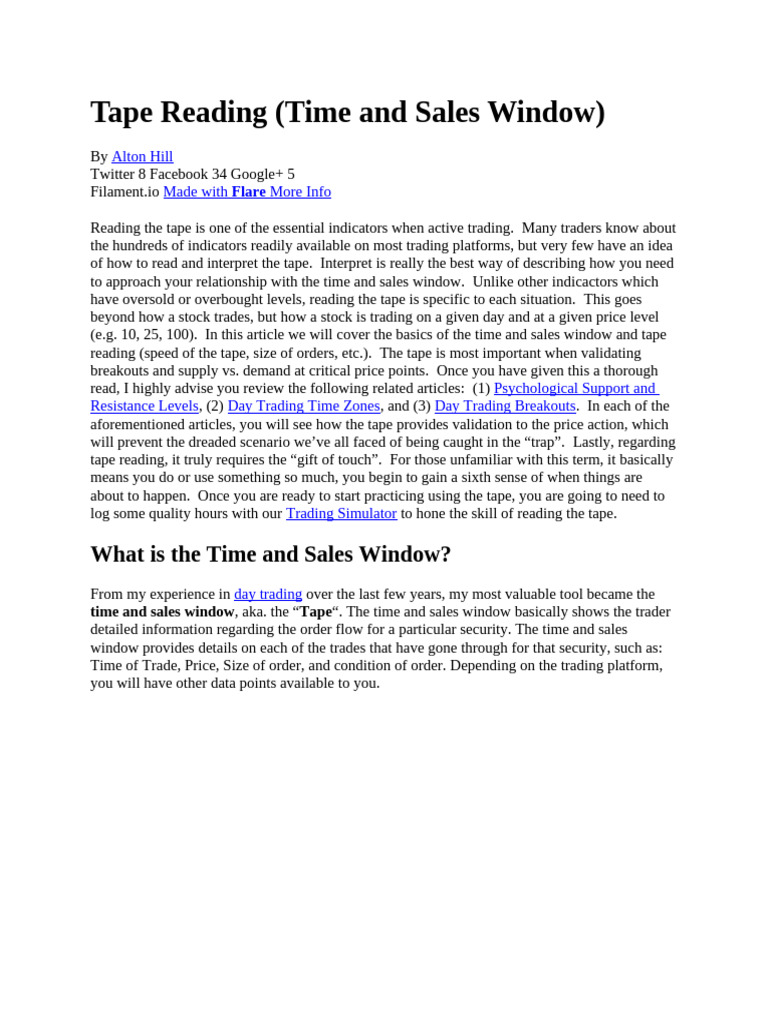 Tape Reading | PDF
