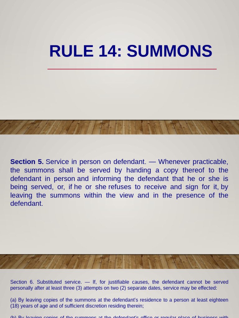 Rule 14 Summons | PDF