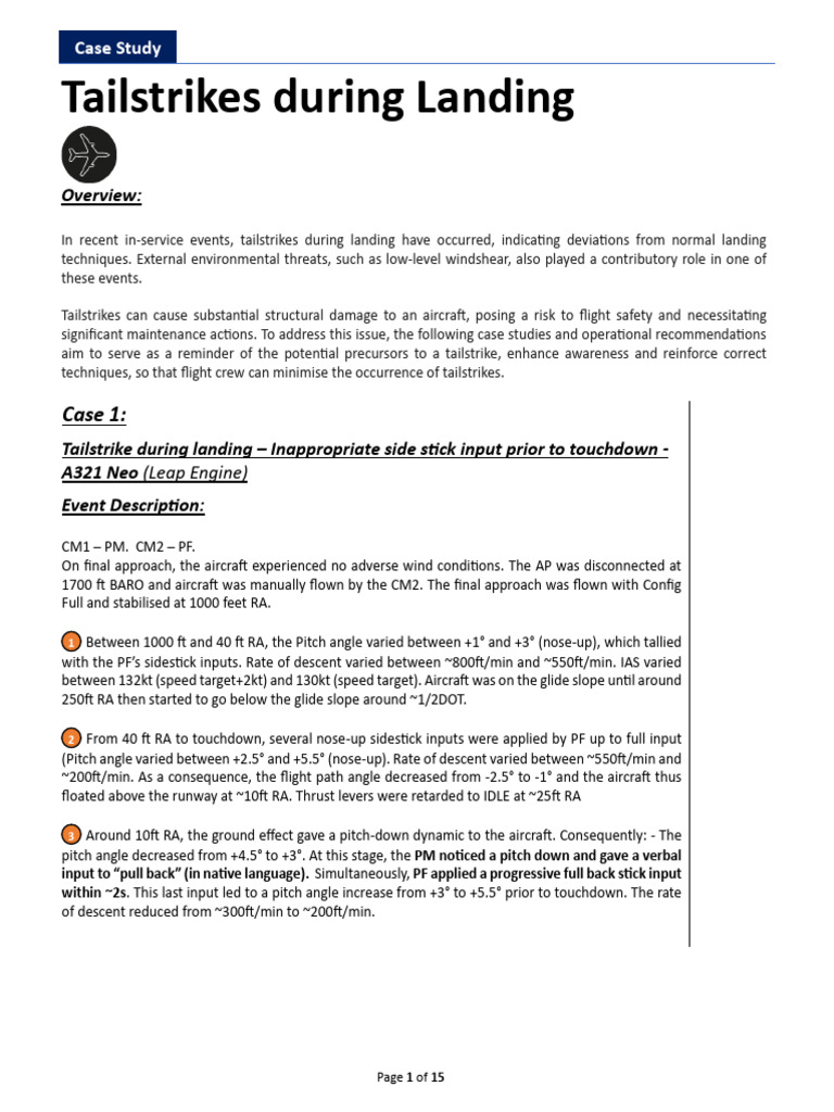 Tailstrike During Landing (Case Studies) | PDF | Flight | Aircraft