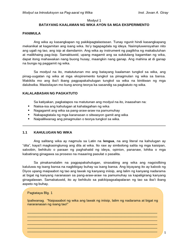 Fil 101 - Module 1 13 | PDF