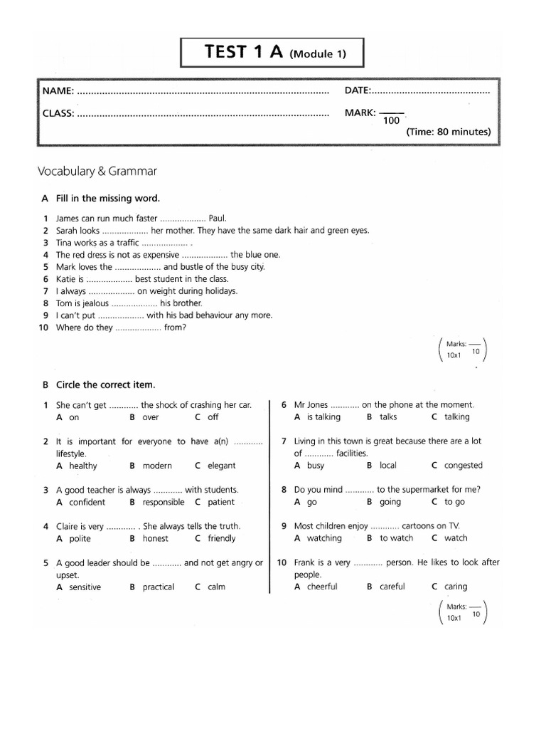 Upstream4 - Module 1 Test | PDF