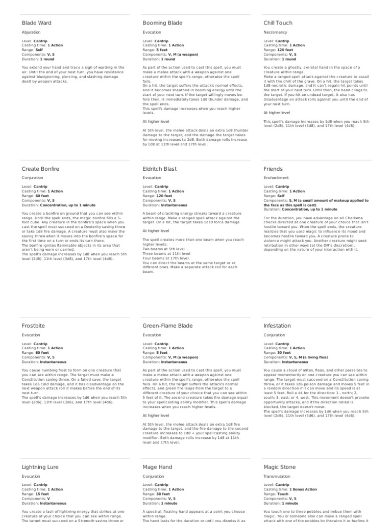 Warlock Spell List | PDF