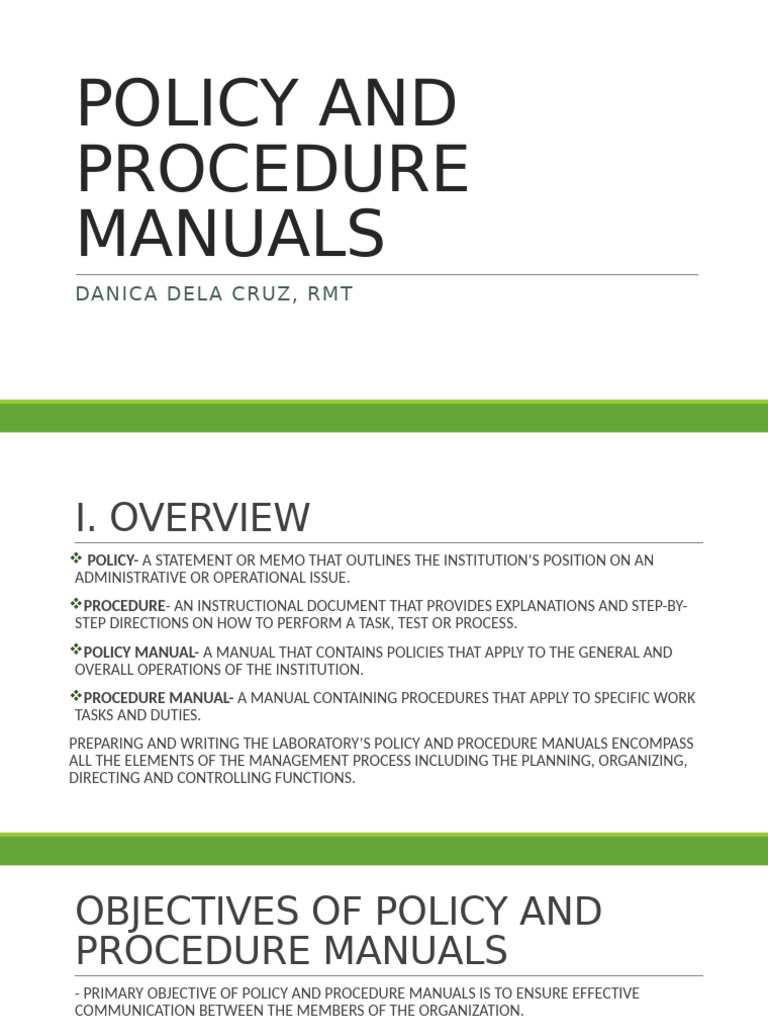 POLICY AND PROCEDURE MANUALS | PDF