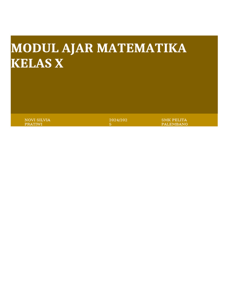 Modul Ajar Matematika Kelas X | PDF