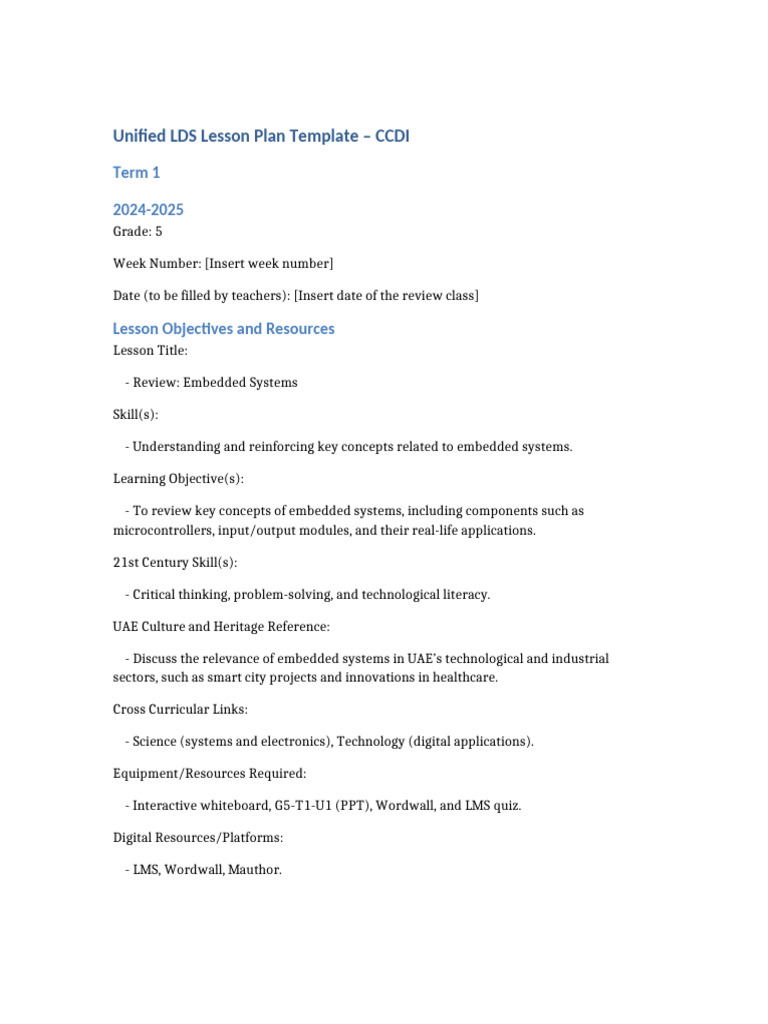 G5 Review Lesson Plan T1 | PDF