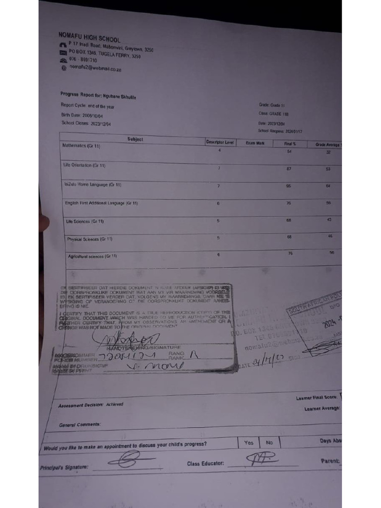 Sikhulile Grade 11 Report Pdf