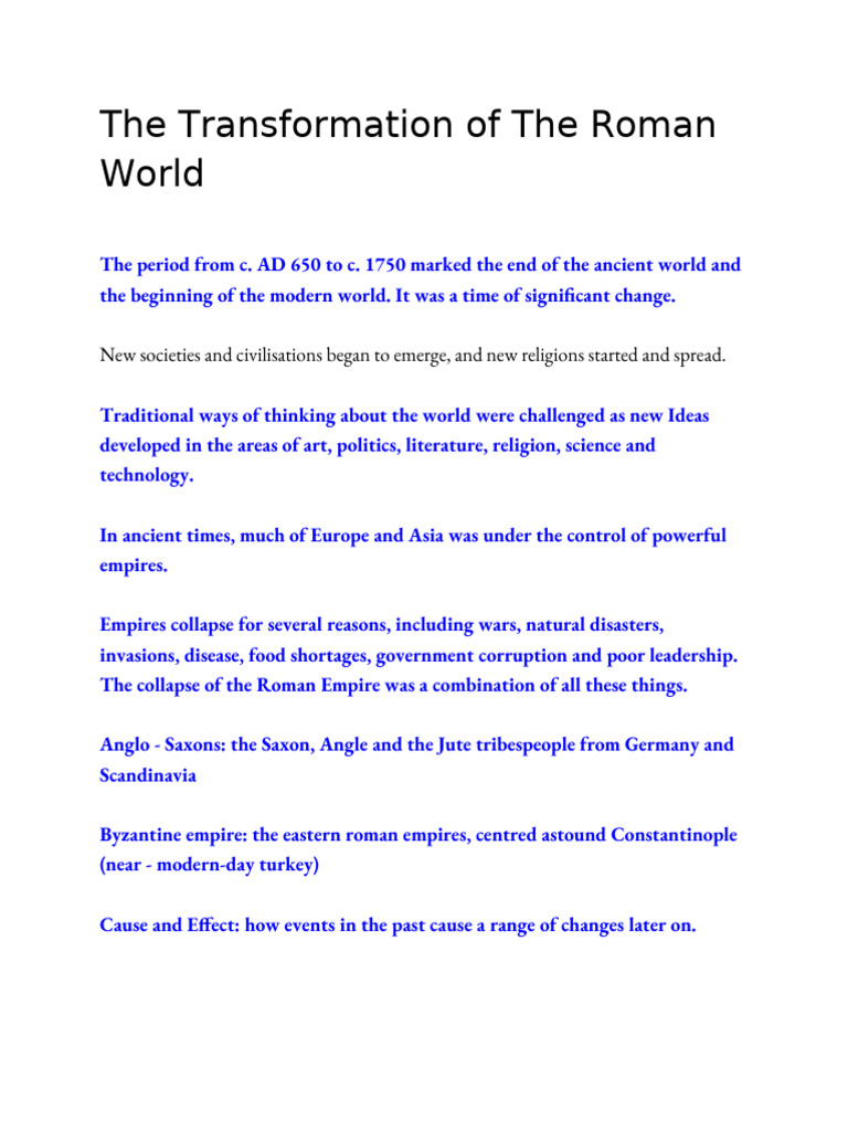 The Transformation of The Roman World | PDF