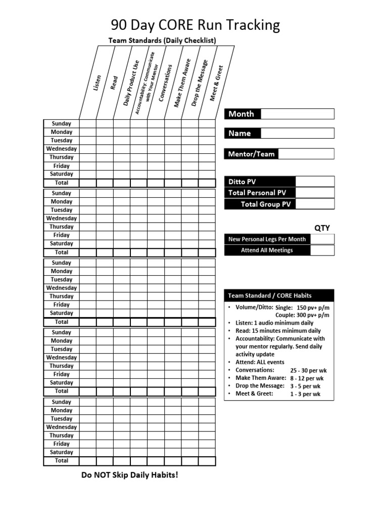 DL032 90DayCORERunTrackingSheet | PDF