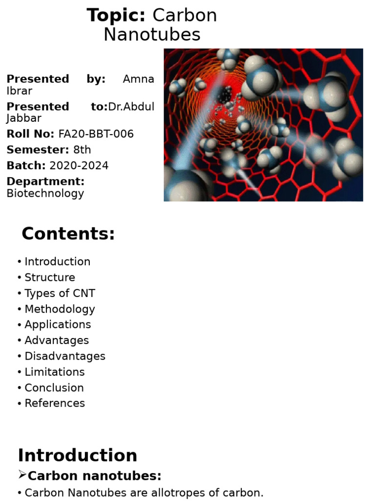 Seminar (006) Presentation | PDF | Carbon Nanotube | Carbon