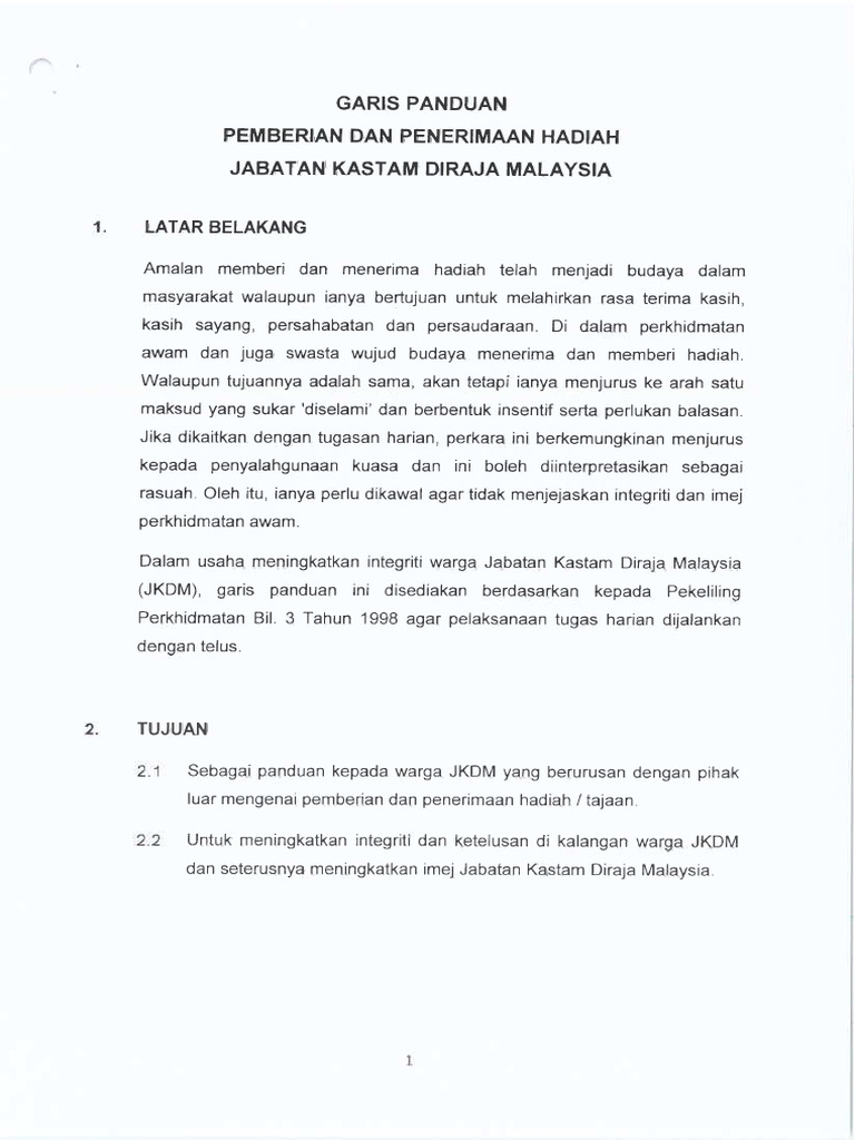 Garis Panduan Pemberian Penerimaan Hadiah | PDF