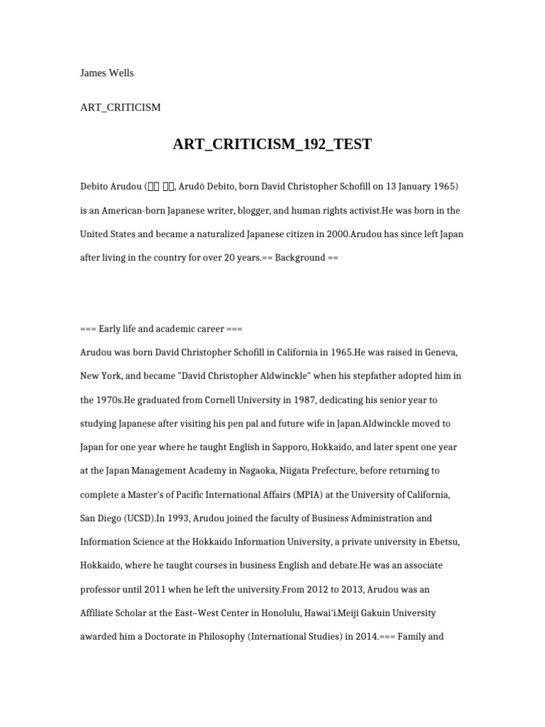 Art Criticism 192 Test | PDF