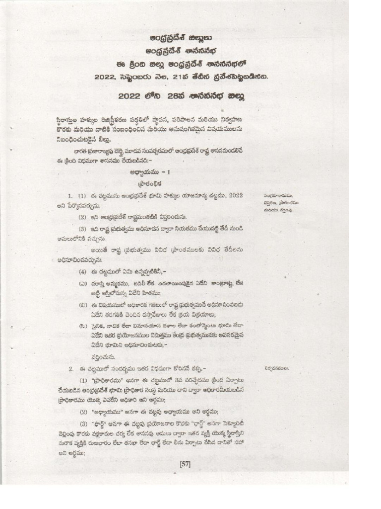 Telugu Land Titiling Act of 2022 AP | PDF