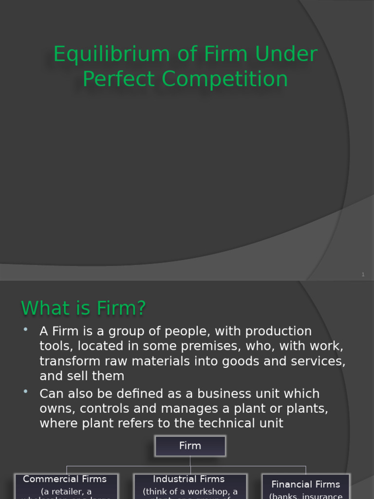 Equilibrium of Firm Under Perfect Competittion | PDF