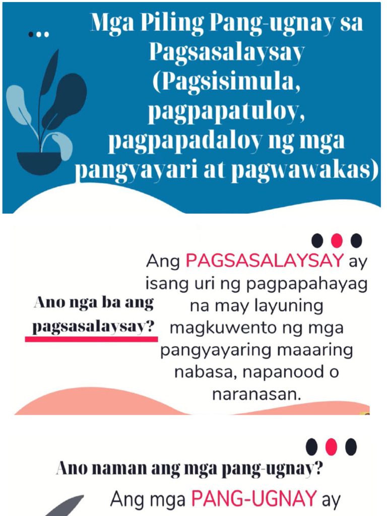 Aralin 1.3 Gramatika Pang Ugnay Sa Pagsasalaysay | PDF