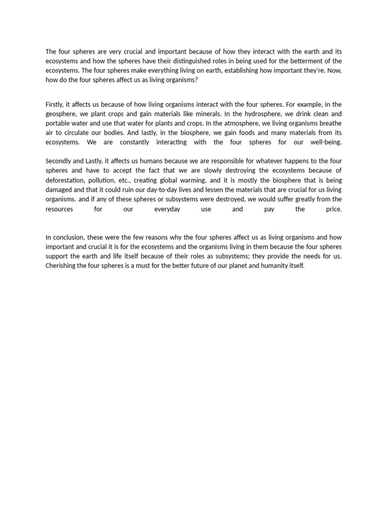 The Four Spheres Are Very Crucial And Important Because Of How They