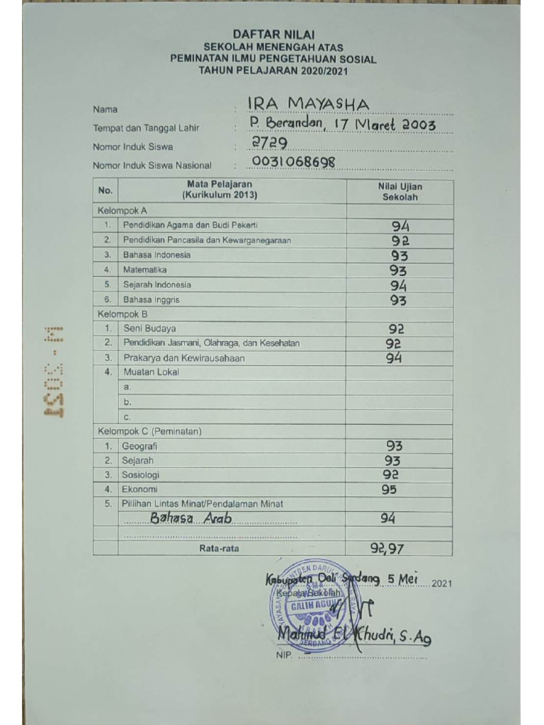 Transkrip Nilai Sma Pdf